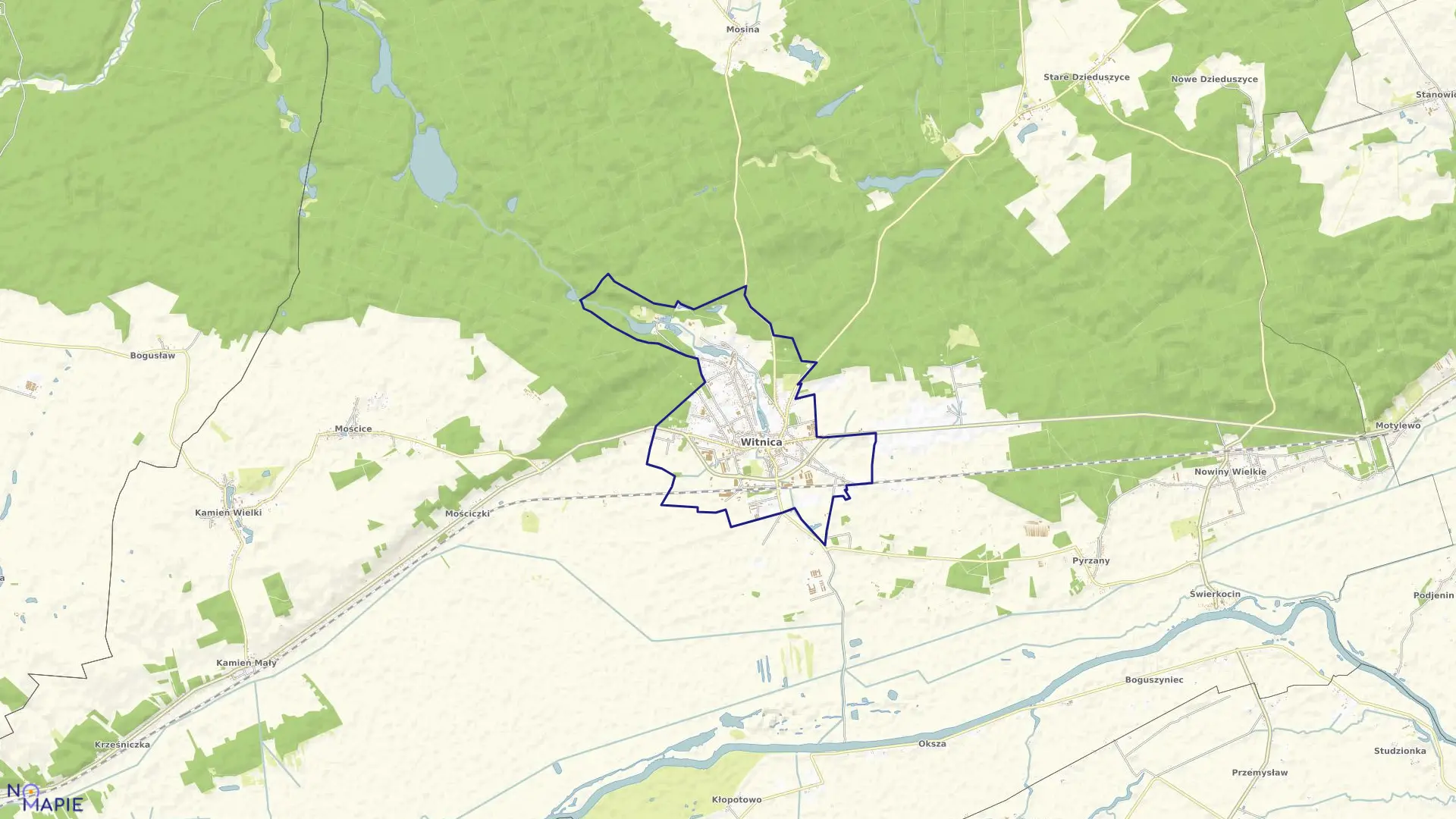 Mapa obrębu Witnica w gminie Witnica